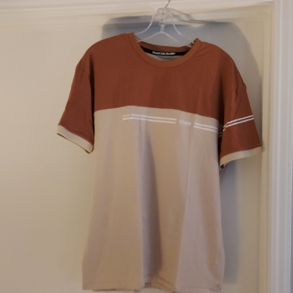 Men's Brown and Tan Shirt